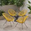 Christopher Knight Home Outdoor Hammock Weave Chair with Steel Frame (Set of 4) – Yellow and Black Finish(Yellow + Black)