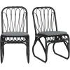 Christopher Knight Home Set of 2 Busby Patio PE Wicker Dining Chairs, Outdoor Woven Rattan Accent Chair with Iron Frame+Cushion, Fully Assembled Lounge Chair Outdoor for Garden/Balcony, Natural(Black+grey)