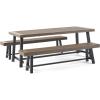 Christopher Knight Home Carlisle Outdoor Acacia Wood Picnic Dining Set, Gray and Rustic Metal