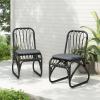 Christopher Knight Home Set of 2 Busby Patio PE Wicker Dining Chairs, Outdoor Woven Rattan Accent Chair with Iron Frame+Cushion, Fully Assembled Lounge Chair Outdoor for Garden/Balcony, Natural(Black+grey)