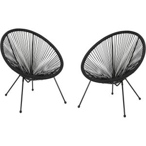 Christopher Knight Home Outdoor Hammock Weave Chair with Steel Frame (Set of 2) – Black Finish