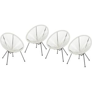 Christopher Knight Home Outdoor Hammock Weave Chair with Steel Frame (Set of 4) – Yellow and Black Finish(White + Black)
