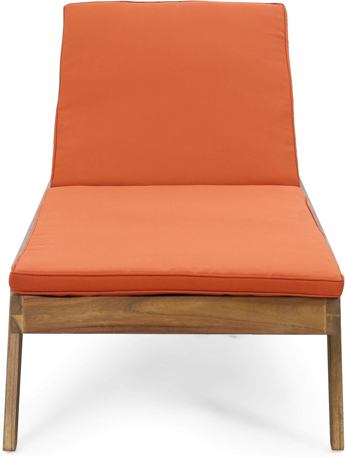 image:imageChristopher Knight Home Caily Outdoor Chaise Lounge with Cushions Acacia Wood TeakDark Gray Set of 2Teak Finish Orange