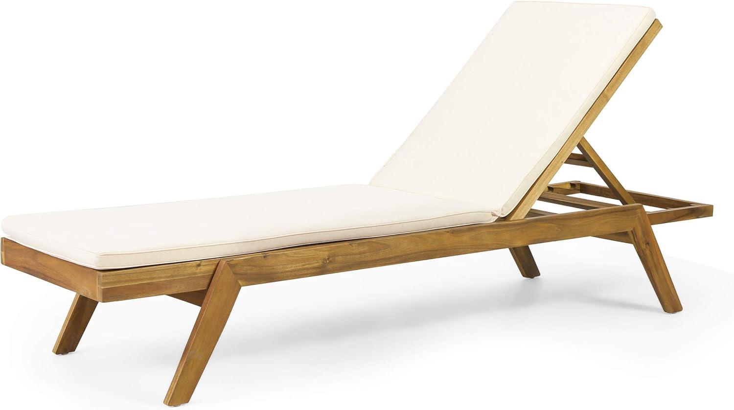 image:imageChristopher Knight Home Caily Outdoor Chaise Lounge with Cushions Acacia Wood TeakDark Gray Set of 4Teak Finish Cream