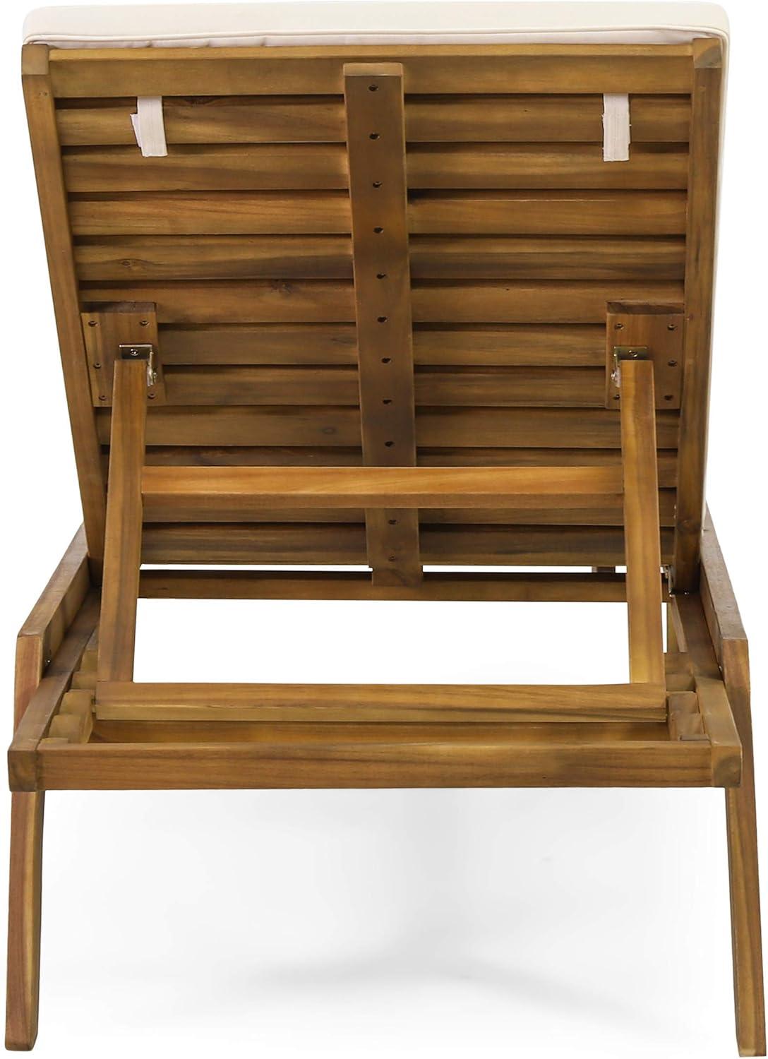 image:imageChristopher Knight Home Caily Outdoor Chaise Lounge with Cushions Acacia Wood TeakDark Gray Set of 4Teak Finish Cream
