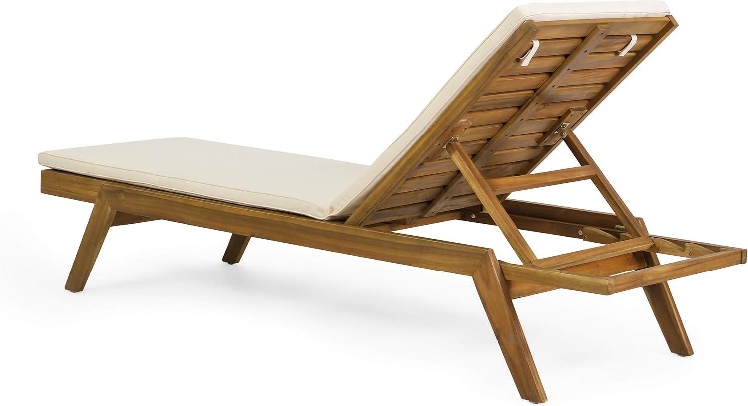 image:imageChristopher Knight Home Caily Outdoor Chaise Lounge with Cushions Acacia Wood TeakDark Gray Set of 4Teak Finish Cream