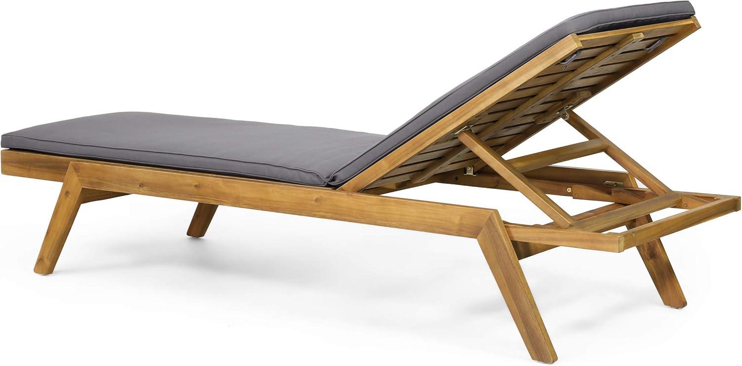image:imageChristopher Knight Home Caily Outdoor Chaise Lounge with Cushions Acacia Wood TeakDark Gray Set of 4Teak Finish Dark Gray