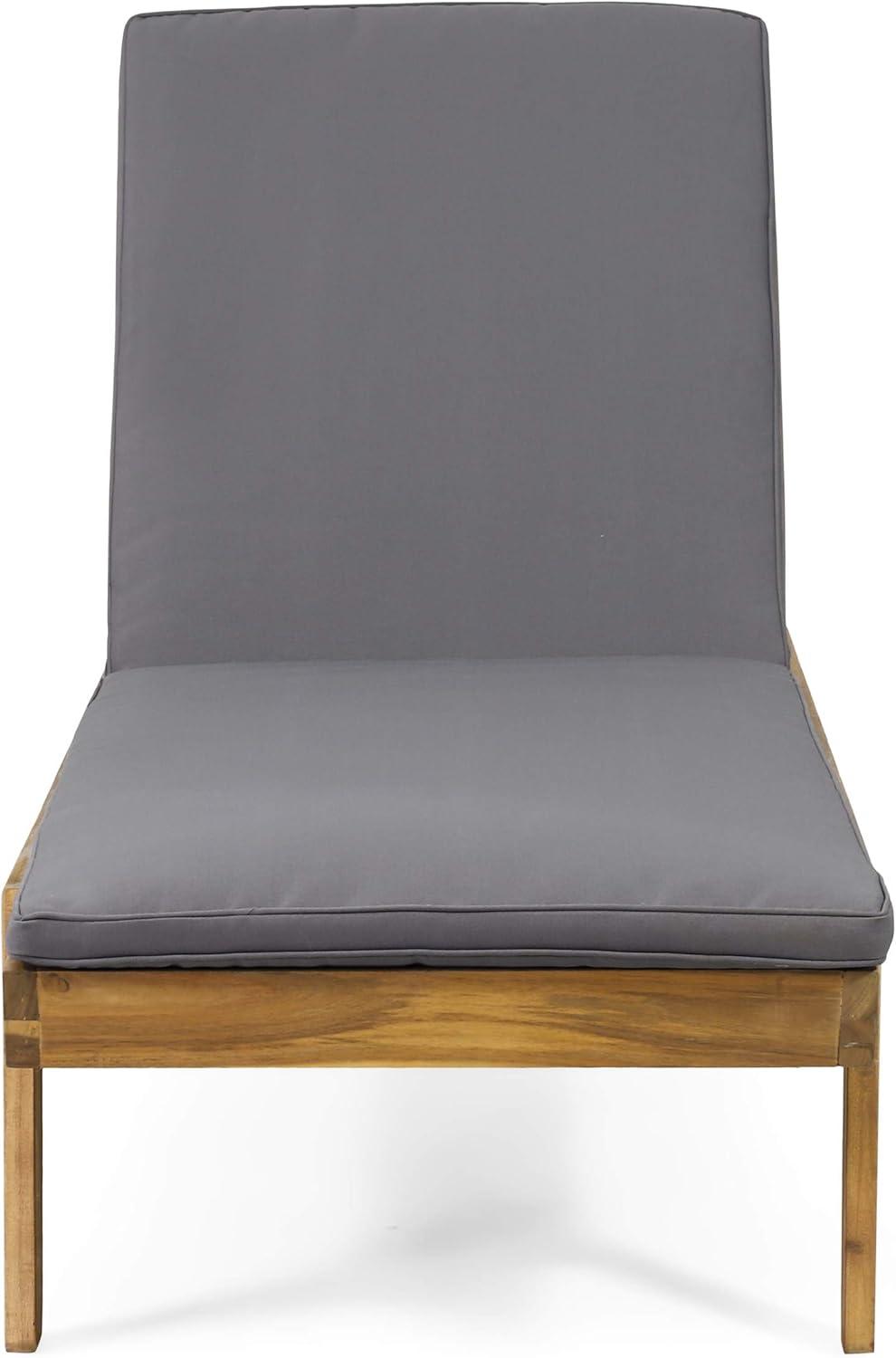 image:imageChristopher Knight Home Caily Outdoor Chaise Lounge with Cushions Acacia Wood TeakDark Gray Set of 4Teak Finish Dark Gray