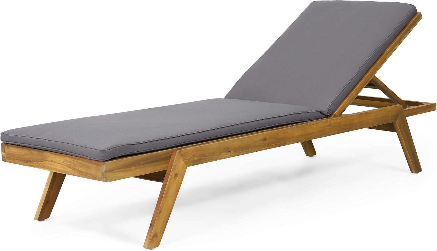 image:imageChristopher Knight Home Caily Outdoor Chaise Lounge with Cushions Acacia Wood TeakDark Gray Set of 4Teak Finish Dark Gray