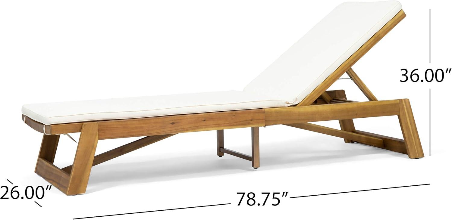 image:imageChristopher Knight Home Eugene Outdoor Acacia Wood 3 Piece Chaise Lounge Set Teak Finish Yellow CreamCream