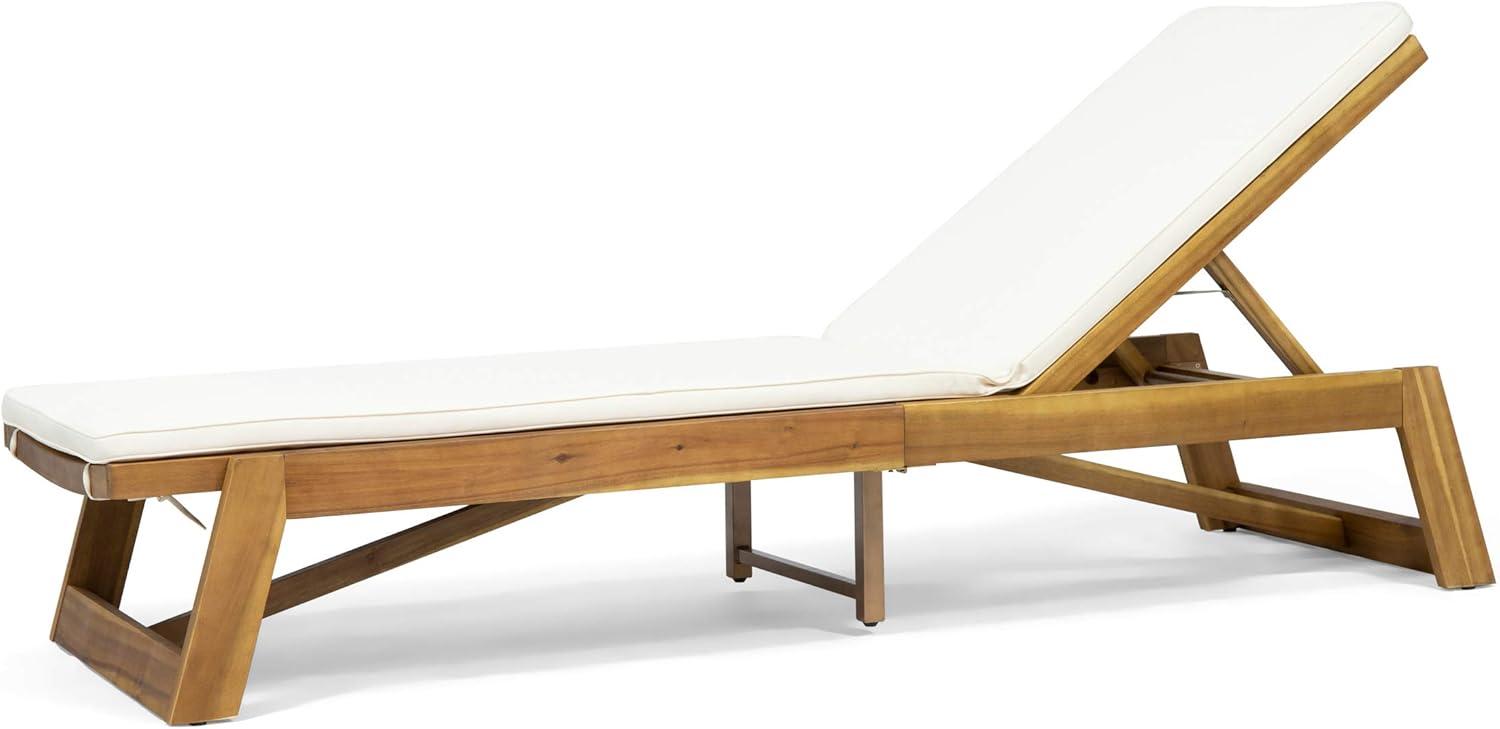 image:imageChristopher Knight Home Eugene Outdoor Acacia Wood 3 Piece Chaise Lounge Set Teak Finish Yellow CreamCream