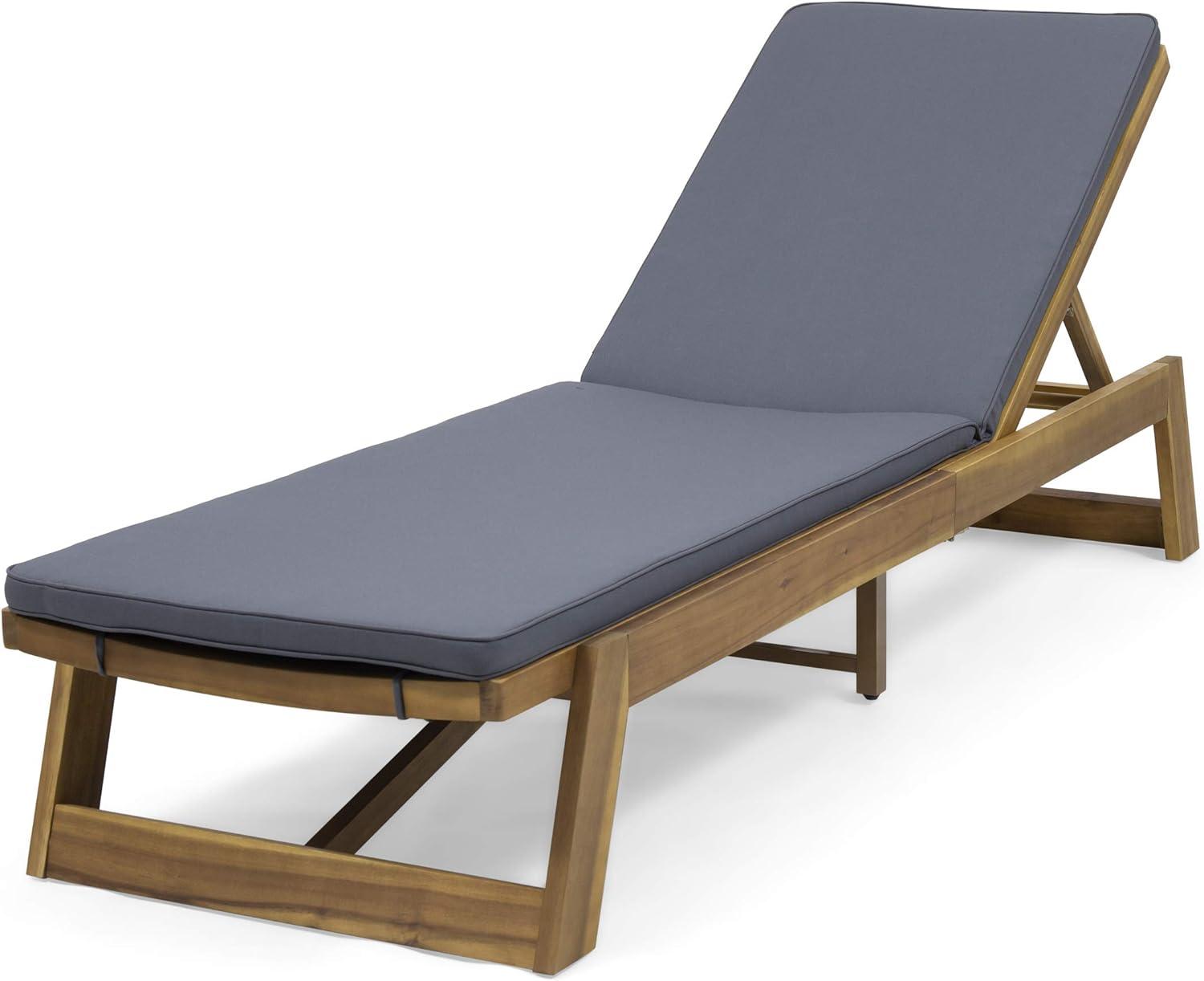 image:imageChristopher Knight Home Eugene Outdoor Acacia Wood 3 Piece Chaise Lounge Set Teak Finish Yellow CreamDark Gray