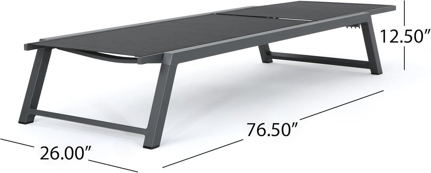 image:imageChristopher Knight Home Mesa Outdoor Mesh Chaise Lounges with Aluminum Frame 4Pcs Set Black Mesh Grey