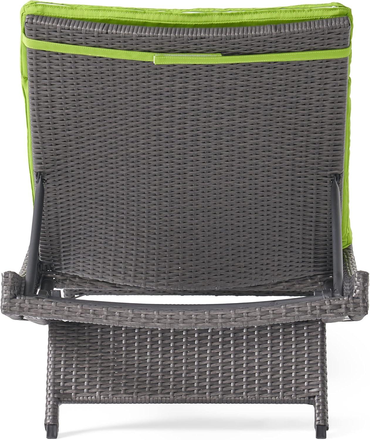 image:imageChristopher Knight Home Salem Outdoor Wicker Adjustable Chaise Lounges with Cushions 2Pcs Set Multibrown Bright GreenMultibrown Bright Green