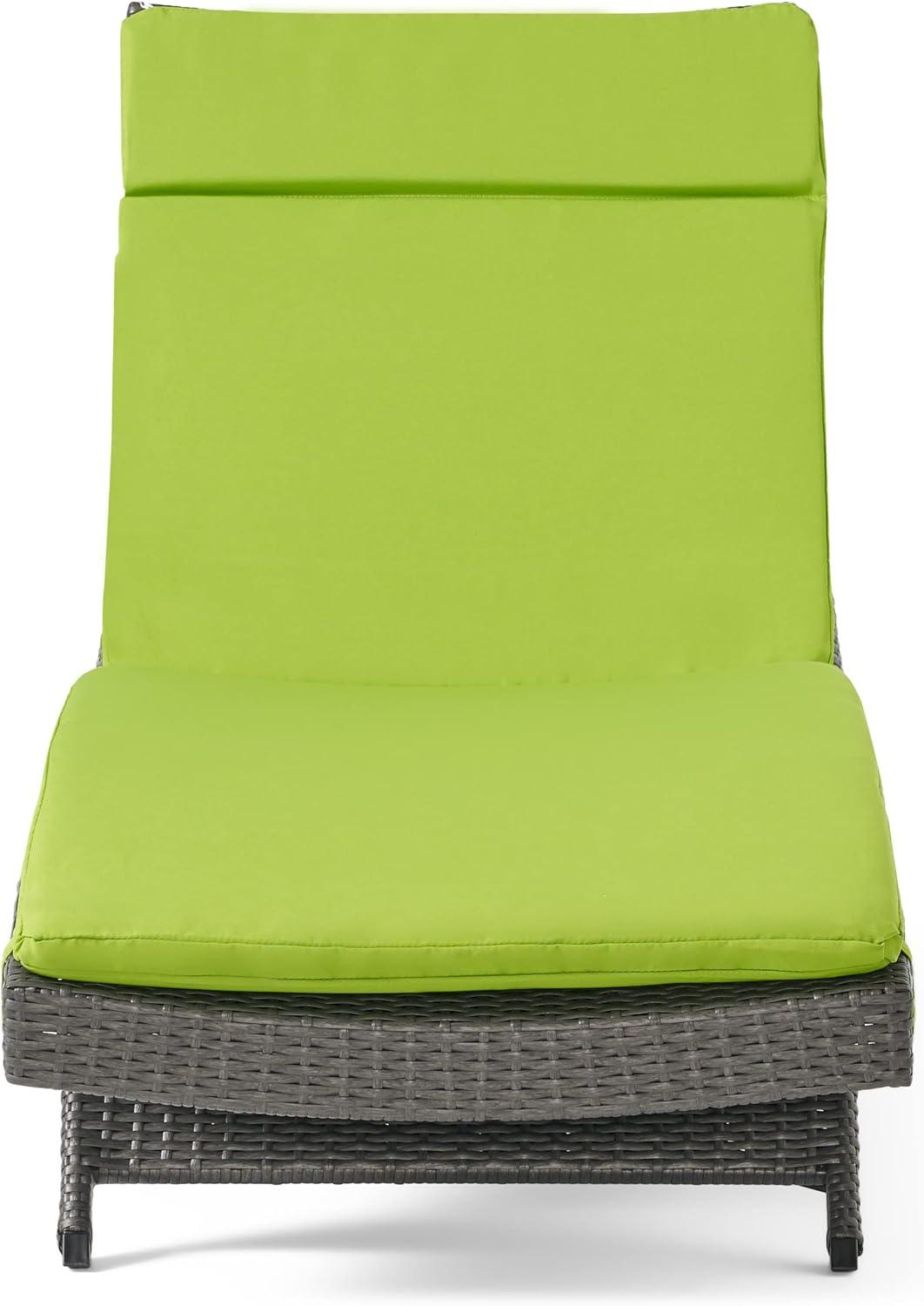 image:imageChristopher Knight Home Salem Outdoor Wicker Adjustable Chaise Lounges with Cushions 2Pcs Set Multibrown Bright GreenMultibrown Bright Green