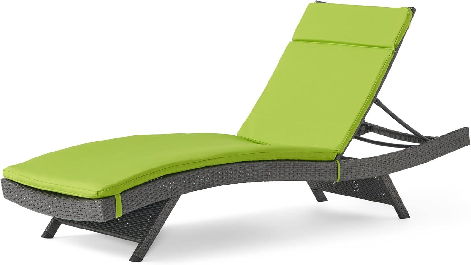 image:imageChristopher Knight Home Salem Outdoor Wicker Adjustable Chaise Lounges with Cushions 2Pcs Set Multibrown Bright GreenMultibrown Bright Green