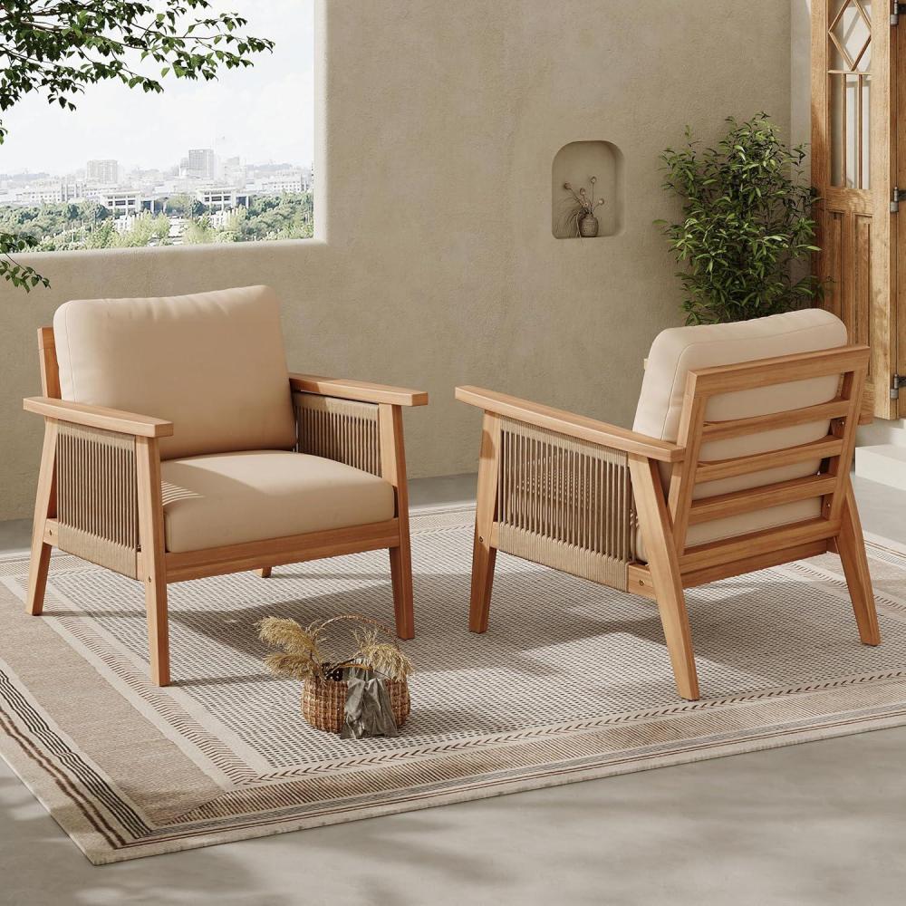 image:imageChristopher Knight Home Aldo Wooden Lounge Chair Outdoor Set of 2 Acacia Wood Accent Chair for GardenBalconyBackyard Patio Furniture Set Armchair TeakBeige