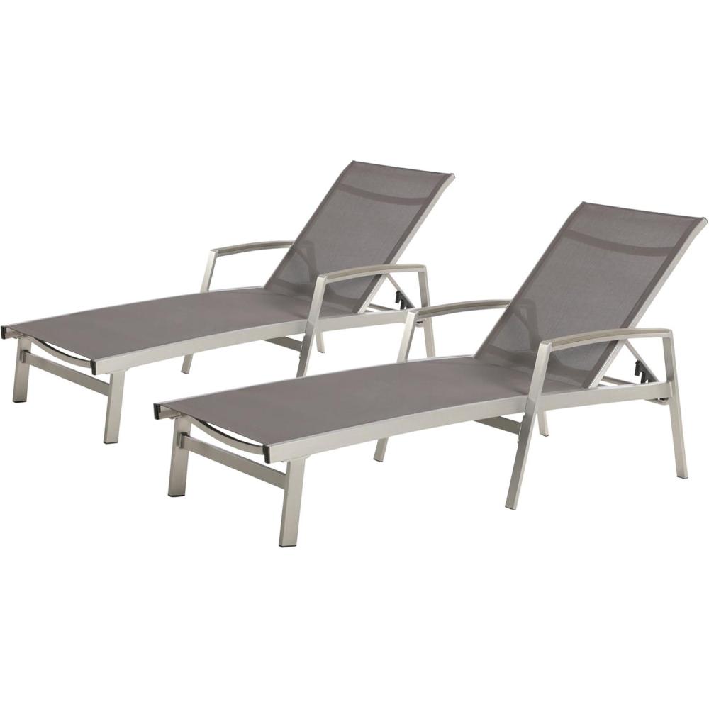 image:imageChristopher Knight Home Joy Outdoor Mesh and Aluminum Chaise Lounge Set of 2 Gray
