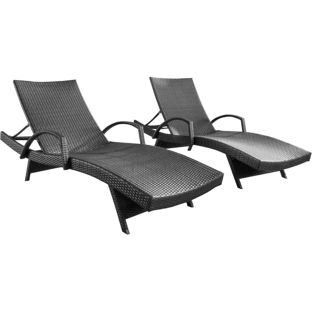 image:imageChristopher Knight Home Salem Outdoor Wicker Arm Chaise Lounges 2Pcs Set