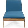 Christopher Knight Home Caily Outdoor Chaise Lounge with Cushions – Acacia Wood – Teak/Dark Gray (Set of 2)(Teak Finish + Blue)