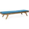 Christopher Knight Home Caily Outdoor Chaise Lounge with Cushions – Acacia Wood – Teak/Dark Gray (Set of 2)(Teak Finish + Blue)