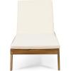 Christopher Knight Home Caily Outdoor Chaise Lounge with Cushions – Acacia Wood – Teak/Dark Gray (Set of 2)(Teak Finish + Cream)