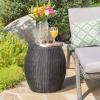 Christopher Knight Home Canary Outdoor Wicker 14″ Side Table, Grey(Black)