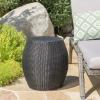 Christopher Knight Home Canary Outdoor Wicker 14″ Side Table, Grey(Black)