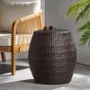 Christopher Knight Home Canary Outdoor Wicker 14″ Side Table, Grey(Multibrown)