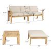 Christopher Knight Home Kayahs 3 Pieces Acacia Wood Furniture Set, Patio Conversation Sofa with Coffee Table and Ottoman, Outdoor 3-Seater Sofa Set for Backyard Balcony Gardern, Teak Finish+Beige