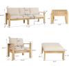 Christopher Knight Home Kayahs 5 Pieces Acacia Wood Furniture Set, Patio Conversation Sofa Chat Set with Coffee Table and Ottoman, Outdoor Sectional Sofa Set for Backyard Balcony, Teak Finish+Beige(Teak+beige 5 Pcs Set)