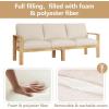 Christopher Knight Home Kayahs 5 Pieces Acacia Wood Furniture Set, Patio Conversation Sofa Chat Set with Coffee Table and Ottoman, Outdoor Sectional Sofa Set for Backyard Balcony, Teak Finish+Beige(Teak+beige 5 Pcs Set)