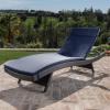 Christopher Knight Home Lakeport Outdoor Wicker Adjustable Chaise Lounge, Brown / Navy