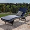 Christopher Knight Home Lakeport Outdoor Wicker Adjustable Chaise Lounge, Brown / Navy