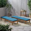 Christopher Knight Home Madge Oudoor Chaise Lounge with Cushion (Set of 2), Teak Finish, Blue