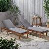 Christopher Knight Home Madge Oudoor Chaise Lounge with Cushion (Set of 2), Teak Finish, Dark Gray