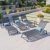 Christopher Knight Home Mesa Outdoor Mesh Chaise Lounges with Aluminum Frame, 4-Pcs Set, Black Mesh / Grey