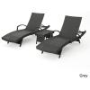 Christopher Knight Home Salem Outdoor Arm Chaise Lounges with Wicker Side Table, 2-Pcs Set, Grey