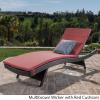 Christopher Knight Home Salem Outdoor Wicker Adjustable Chaise Lounge with Cushions, Multibrown And Red