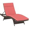 Christopher Knight Home Salem Outdoor Wicker Adjustable Chaise Lounge with Cushions, Multibrown And Red