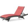 Christopher Knight Home Salem Outdoor Wicker Adjustable Chaise Lounges with Cushions, 2-Pcs Set, Grey / Red