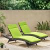 Christopher Knight Home Salem Outdoor Wicker Adjustable Chaise Lounges with Cushions, 2-Pcs Set, Multibrown / Bright Green(Multibrown / Bright Green)