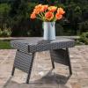 Christopher Knight Home Salem Outdoor Wicker Lounge with Water Resistant Cushions and Coffee Table, Grey / Green/ White Stripe