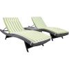 Christopher Knight Home Salem Outdoor Wicker Lounge with Water Resistant Cushions and Coffee Table, Grey / Green/ White Stripe