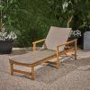 Great Deal Furniture Kyle Outdoor Rustic Acacia Wood Chaise Lounge with Wicker Seating, Natural and Gray(Natural Stained + Gray)