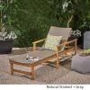 Great Deal Furniture Kyle Outdoor Rustic Acacia Wood Chaise Lounge with Wicker Seating, Natural and Gray(Natural Stained + Gray)