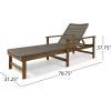 Great Deal Furniture Kyle Outdoor Rustic Acacia Wood Chaise Lounge with Wicker Seating, Natural and Gray(Natural Stained + Gray)