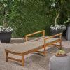 Great Deal Furniture Kyle Outdoor Rustic Acacia Wood Chaise Lounge with Wicker Seating, Natural and Gray(Natural Stained + Mix Mocha)