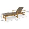 Great Deal Furniture Kyle Outdoor Rustic Acacia Wood Chaise Lounge with Wicker Seating, Natural and Gray(Natural Stained + Mix Mocha)
