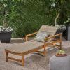Great Deal Furniture Kyle Outdoor Rustic Acacia Wood Chaise Lounge with Wicker Seating, Natural and Gray(Natural Stained + Mix Mocha)